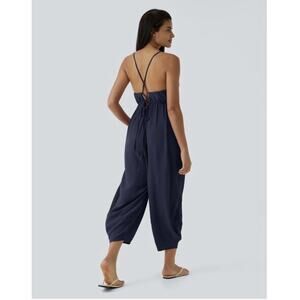 Halara Navy Blue Cropped Jumpsuit Womens Size XL NWT